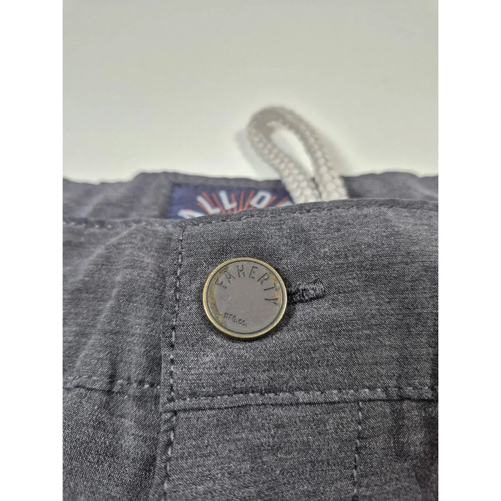 Faherty All Day Shorts Mens 38 Gray Chino Performance Drawstring Stretch Casual